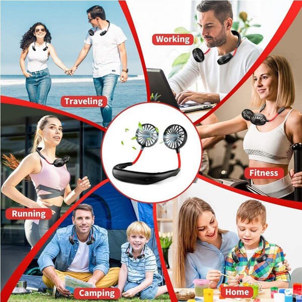 Neck Fan Adjustment Fan Hands-free Hanging Rechargeable Mini Sports Fans 3 Gears Wearable Sport Fan – Random Color