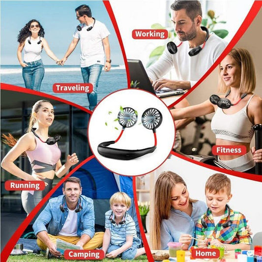 Neck Fan Adjustment Fan Hands-free Hanging Rechargeable Mini Sports Fans 3 Gears Wearable Sport Fan – Random Color
